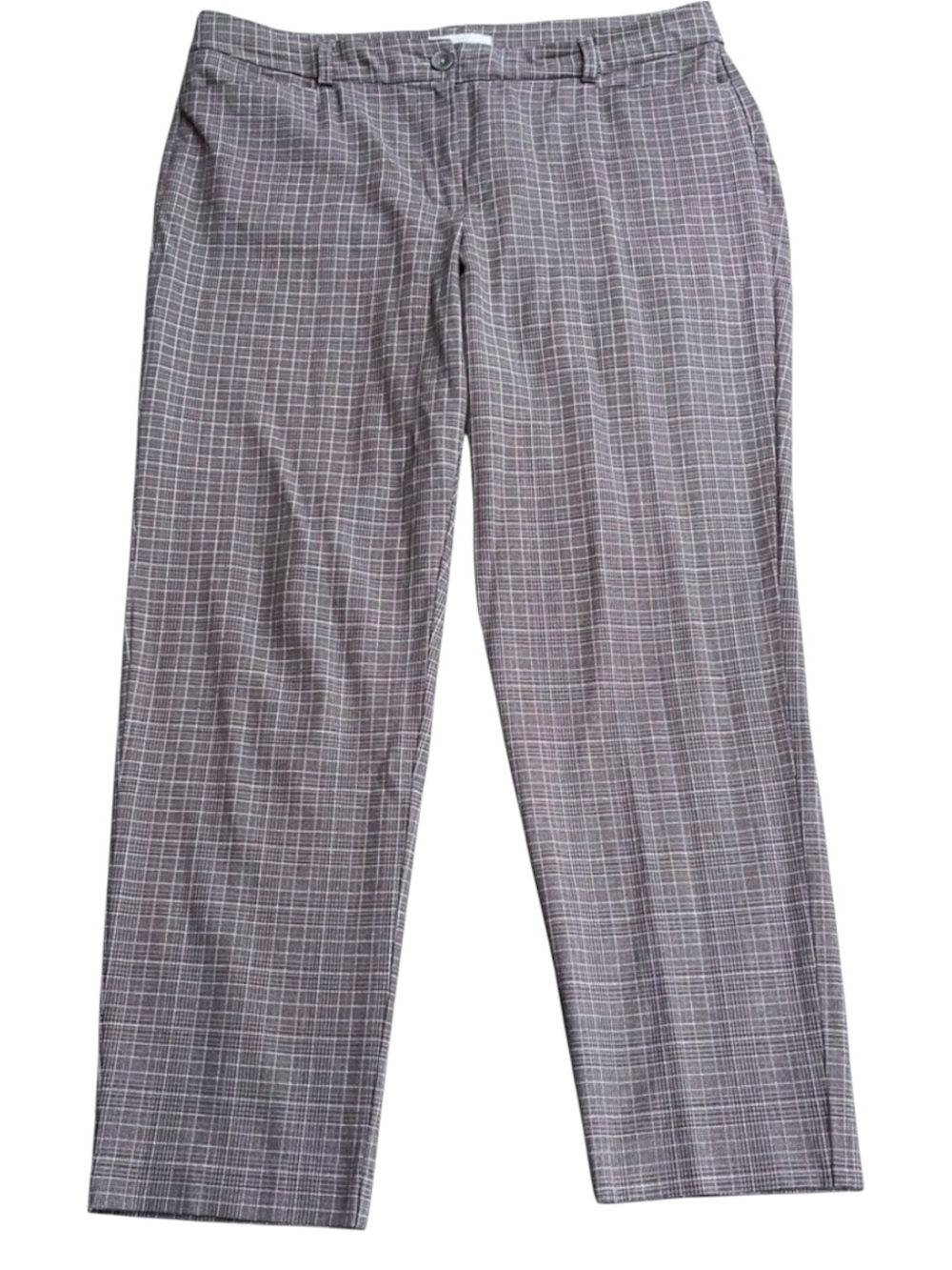 Up! Grey/Black/White Windowpane Check Cotton Blend Taper Leg Pants (16)